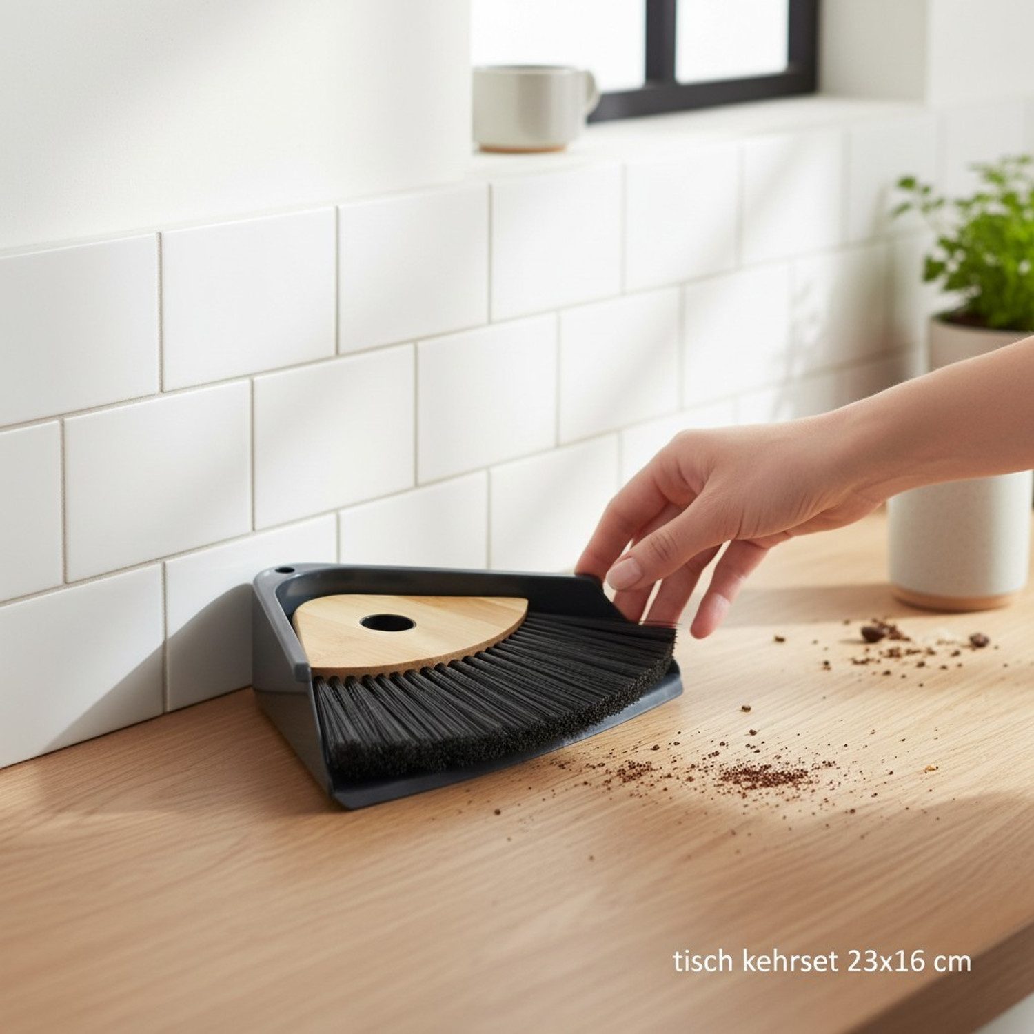 Macosa Home Krümelkehrer Tischkehrset Tischbesen Kehrschaufel Bambus Holz, (Tischbesen Mini Besen Schaufel Set, 1-tlg., Kehrset Tisch Tischschaufel Krümelset),  – Bild 5 von 5