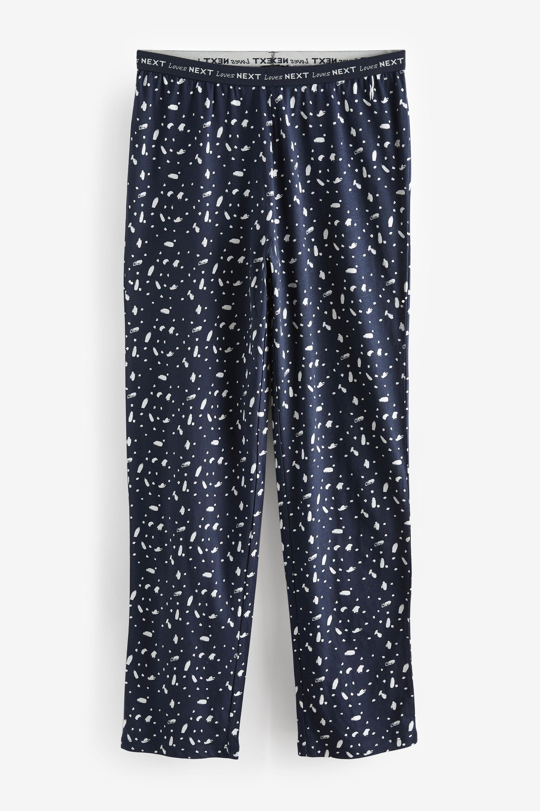Navy Schlafanzug Kurzgröße Pyjama Baumwolle, tlg) Next Langärmeliger aus (2