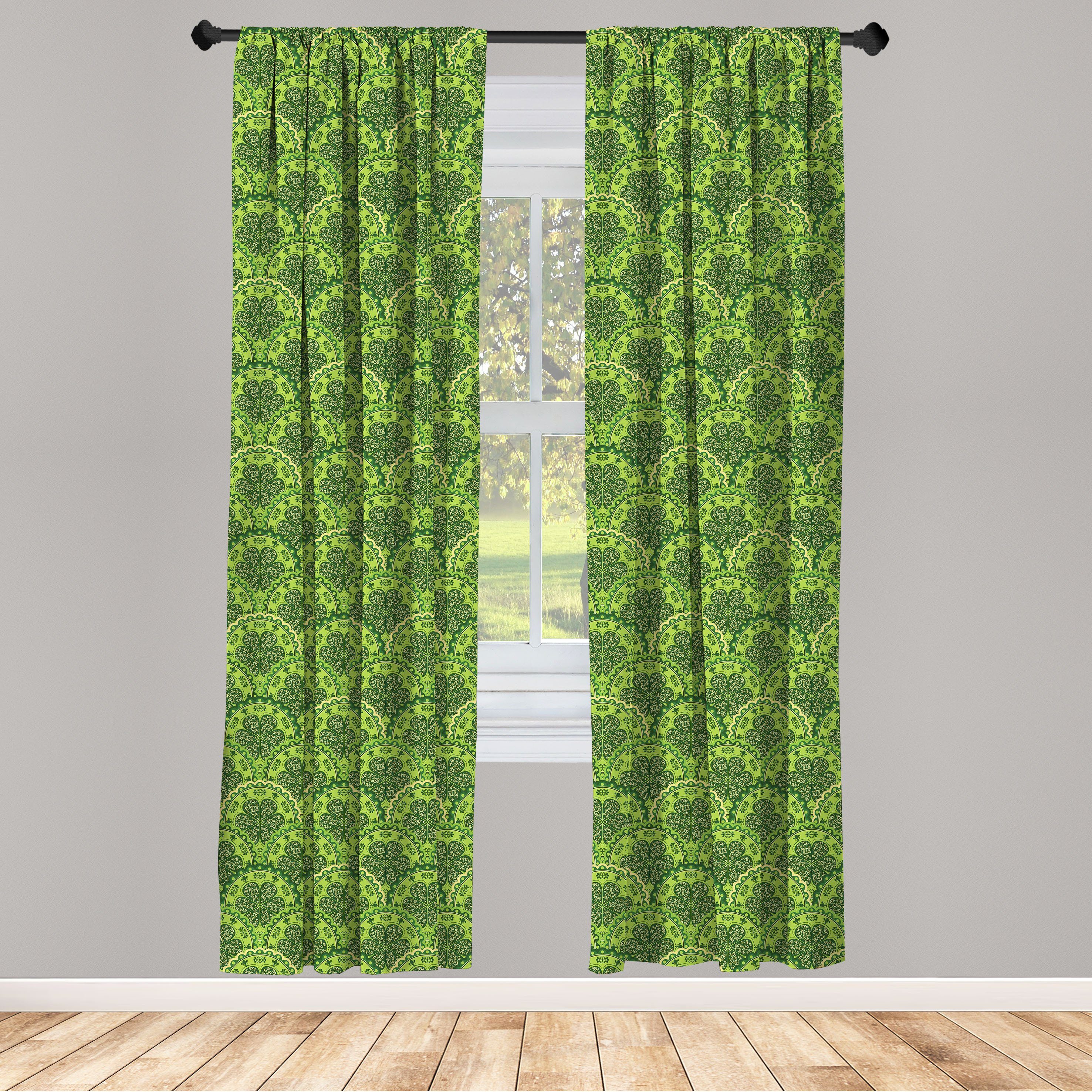 Gardine Vorhang für Wohnzimmer Schlafzimmer Dekor, Abakuhaus, Microfaser, Mandala Floral Kreise Blätter