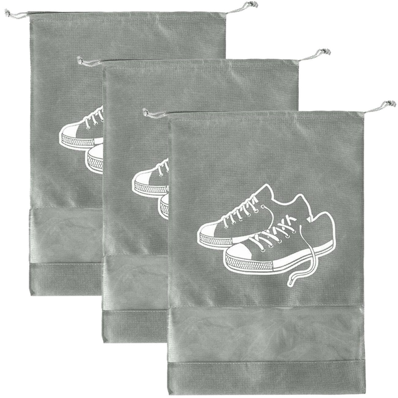 Casativo Schuhbeutel Wiederverwendbarer Schuhbeutel mit Kordelzug, 36x26 cm in Grau, Wiederverwendbarer Schuhbeutel mit Kordelzug, 36x24 cm in Grau