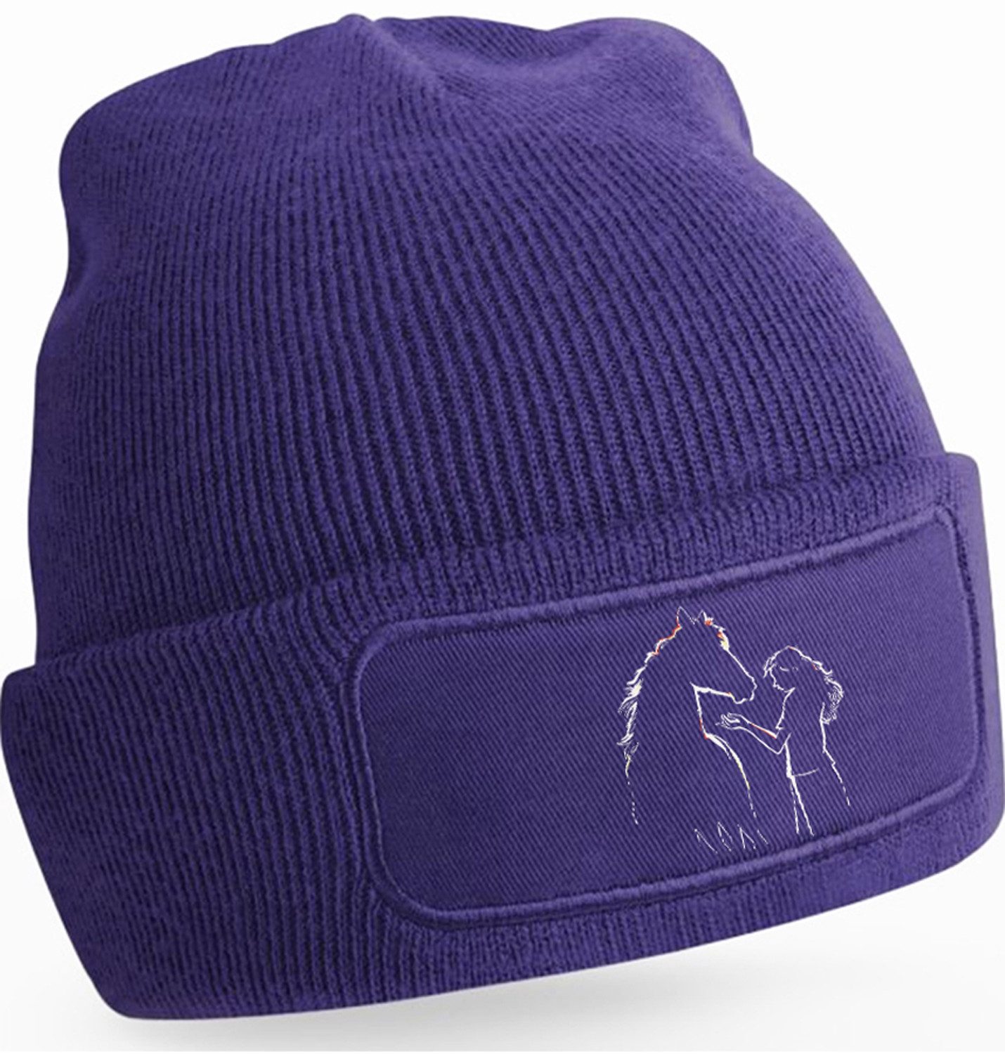 MyDesign24 Strickmütze für kalte Tage - Beanie mit Umschlag und stylischem Pferde Print Pferde Mütze Wintermütze für Männer, Frauen, Jungen und Mädchen i139