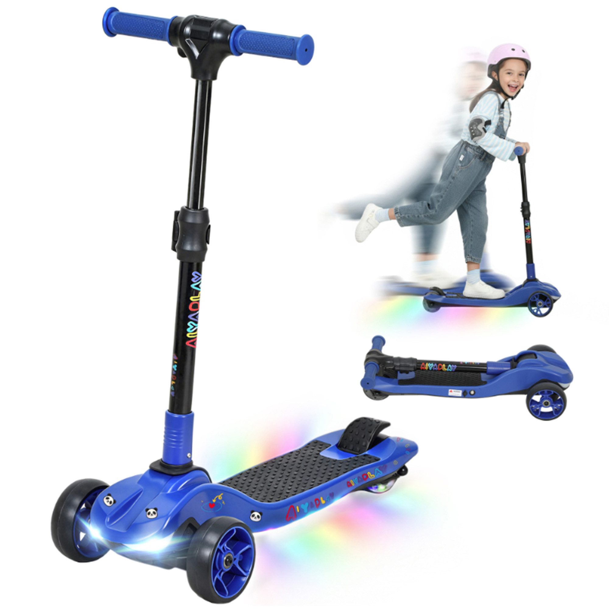Elektro-Kindertrike Roller Kinder, PU LED Leuchtenden Räder​, höhenverstellbar​, 3-12 Jahre