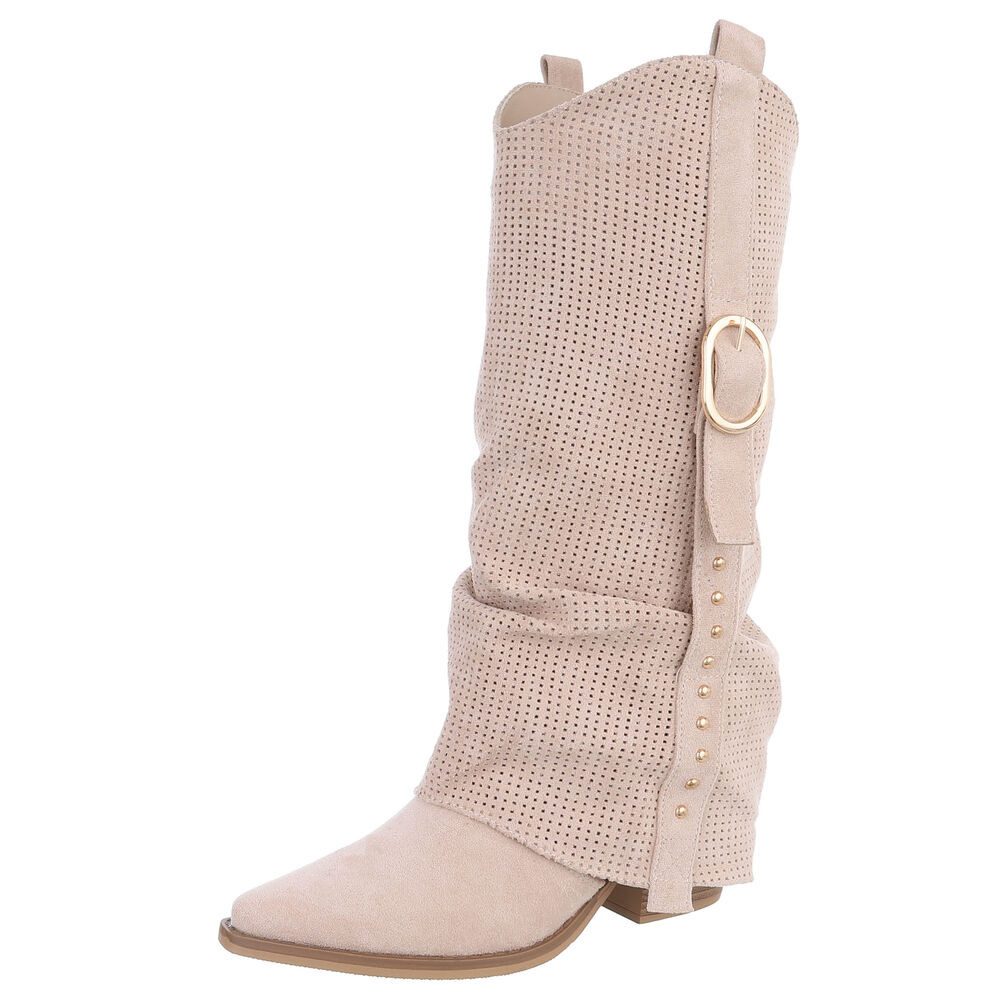 Ital-Design Moderne Stiefel mit perforiertem Design und goldenen Details We günstig online kaufen