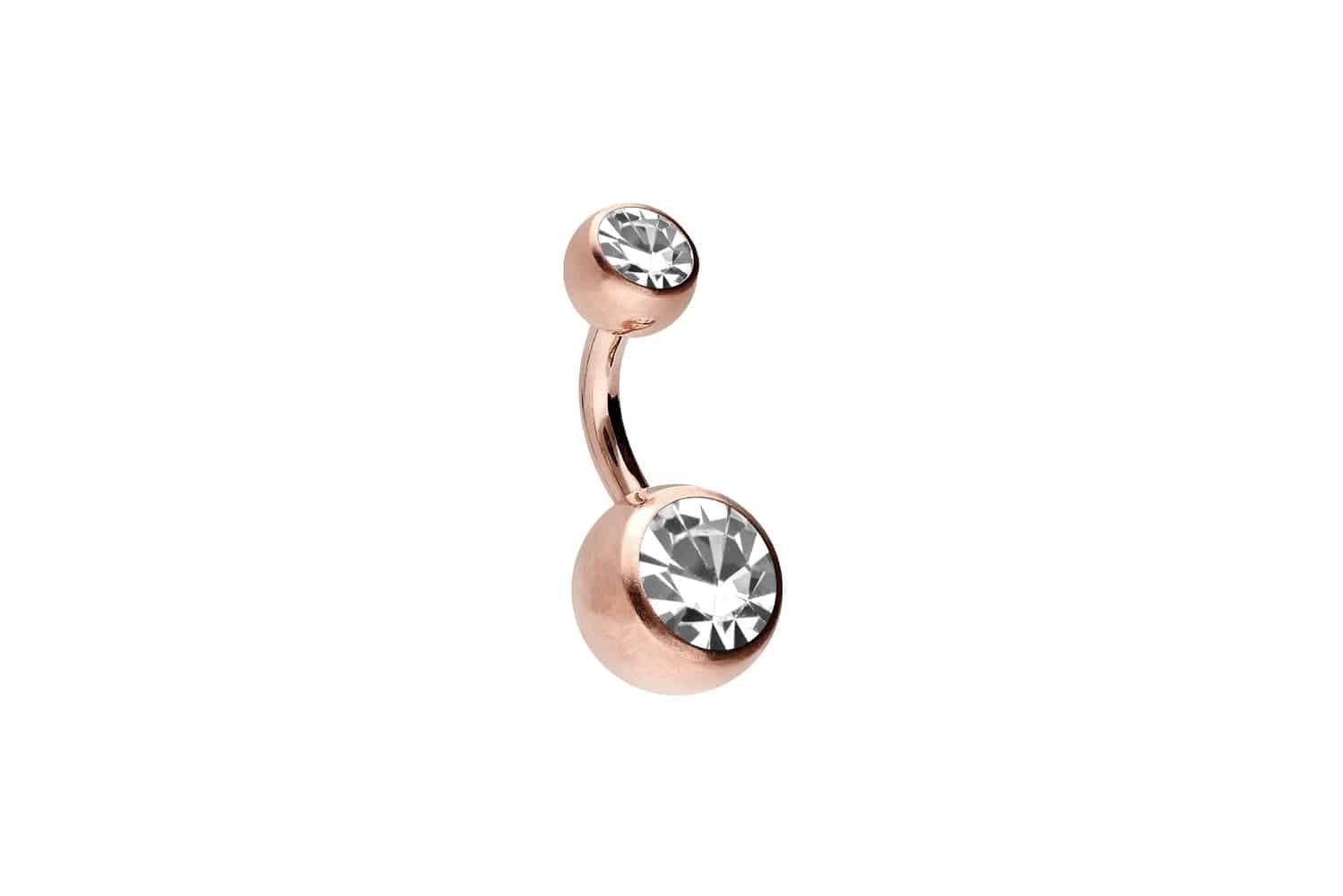 PIERCINGLINE Bauchnabelpiercing Titan Bananabell mit Innengewinde ZWEI KRISTALLE (Bananabells, 1-tlg)