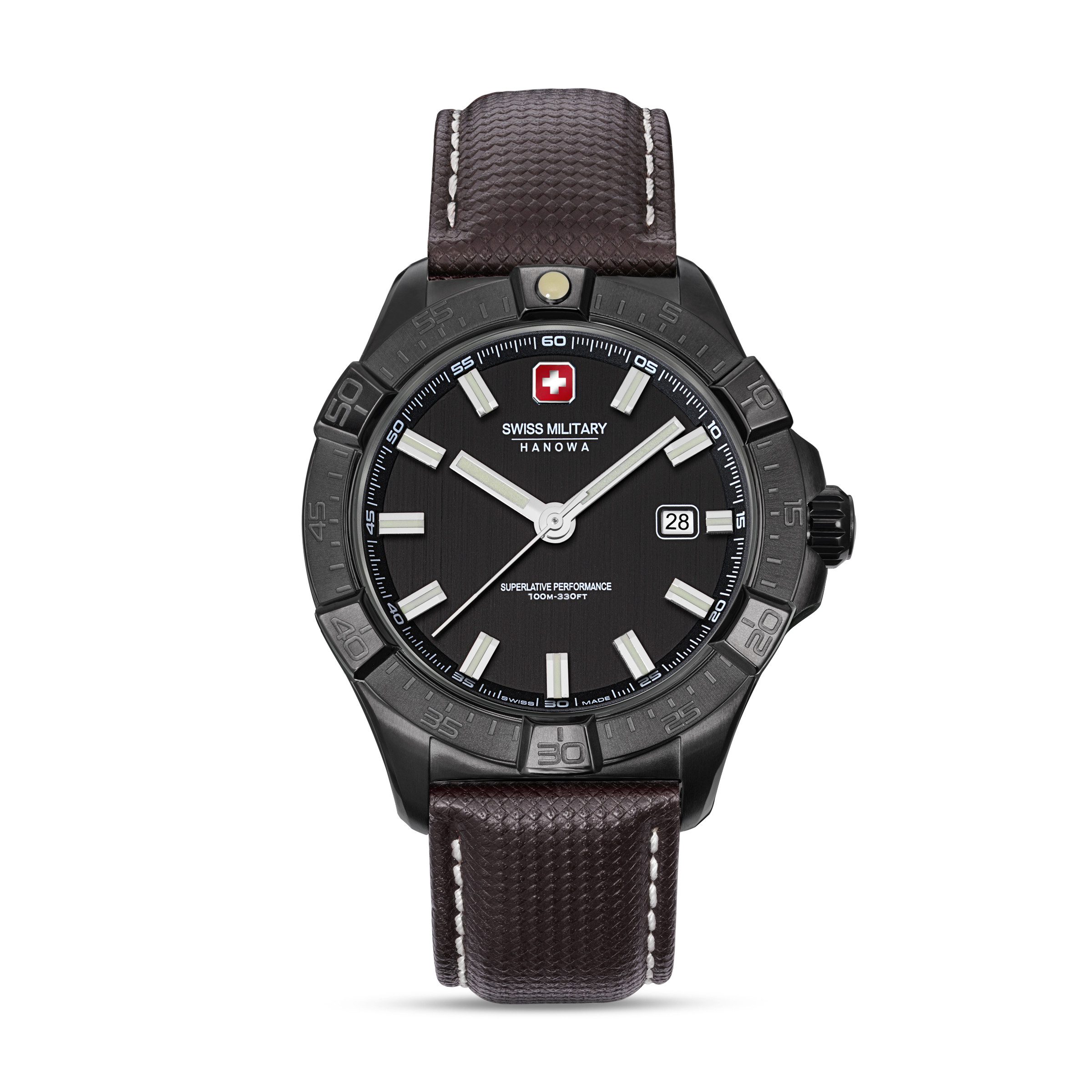 Swiss Military Hanowa Quarzuhr Jockworth SMWGB0008030, Armbanduhr, Herrenuhr, Swiss Made, Lederarmband, analog, Tag