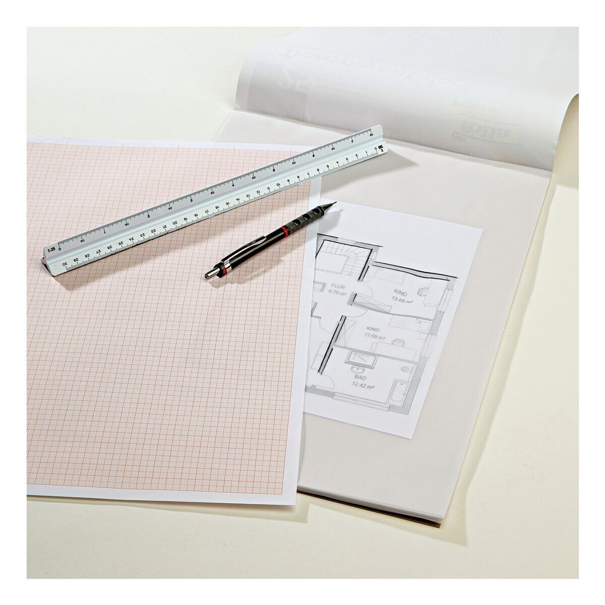 Folia Transparentpapier, Architektenpapier 25 Blatt, weiß transparent, Format A3, 80 g/m²