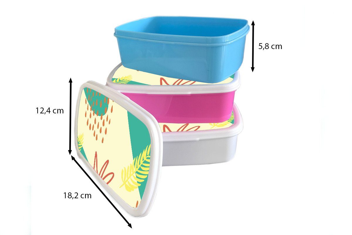 Blätter Brotbox Mädchen Brotdose, Pastell, (2-tlg), für Erwachsene, Jungs Lunchbox und MuchoWow - - für und Kunststoff, Sommer Kinder weiß