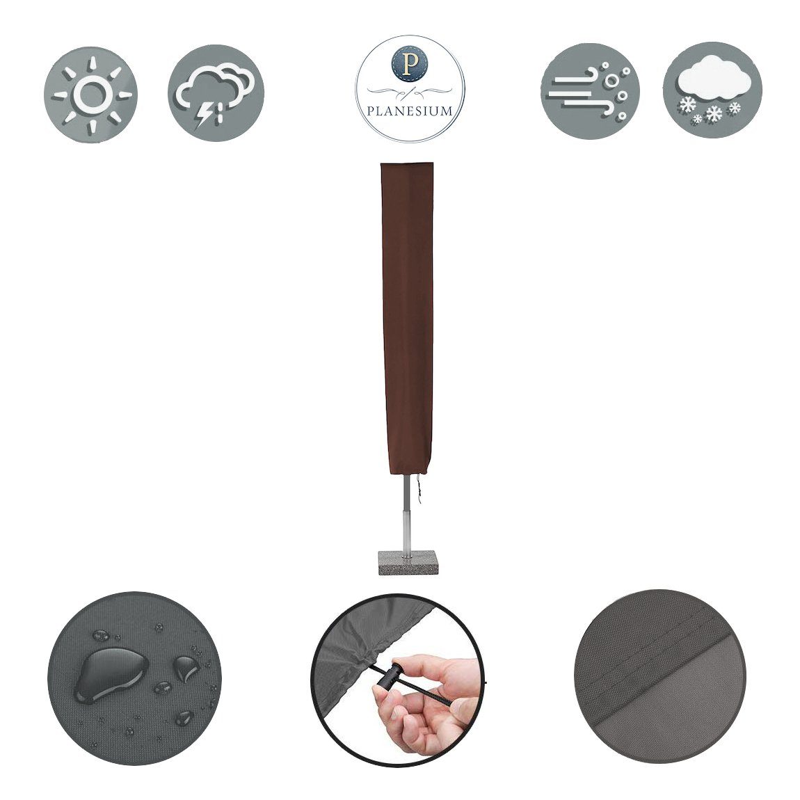 Planesium Sonnenschirm-Schutzhülle Sonnenschirm Ampelschirm Abdeckplane Schutzhülle für Ampelschirm Abdeckung Haube Hülle Reißfest Atmungsaktiv Braun