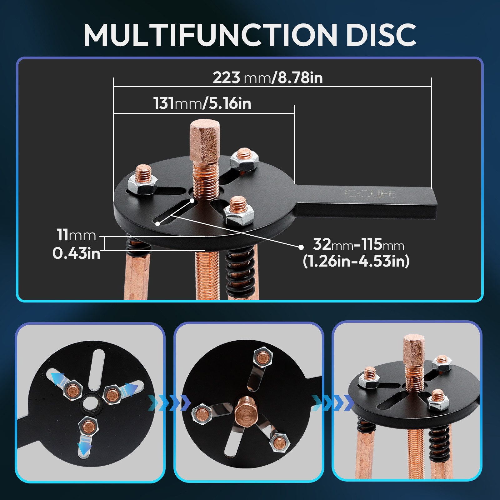 CCLIFE Radnabenabzieher 36-in-1 3-Klauen Lagerabzieher Set mit Haken- und Kugelkopfmethoden
