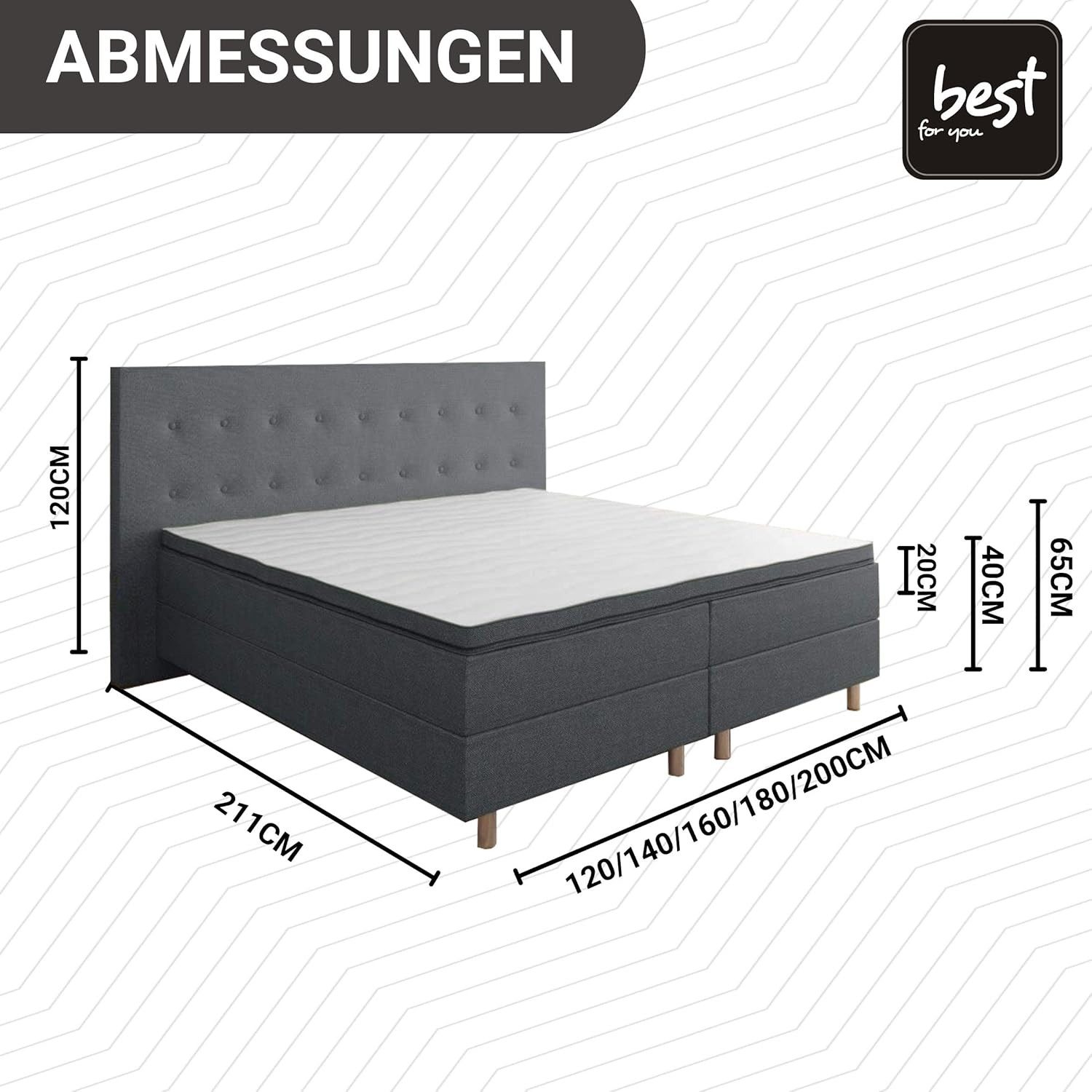 Best for Home Boxspringbett Boxspringbett NEO mit Bonell-Federkern &5 cm To günstig online kaufen
