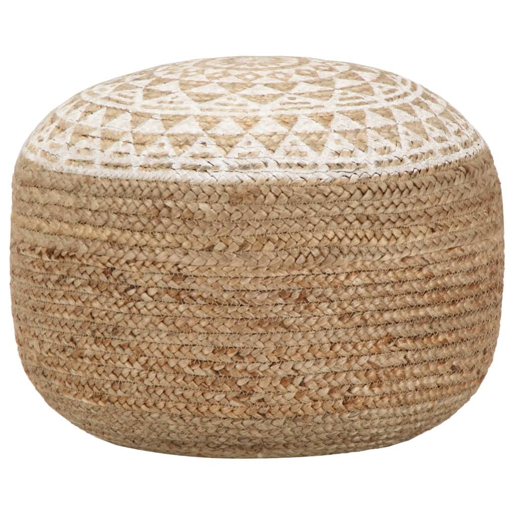 vidaXL Polsterhocker Handgefertigter Sitzpuff Weiß 45x30 cm Jute (1 St)