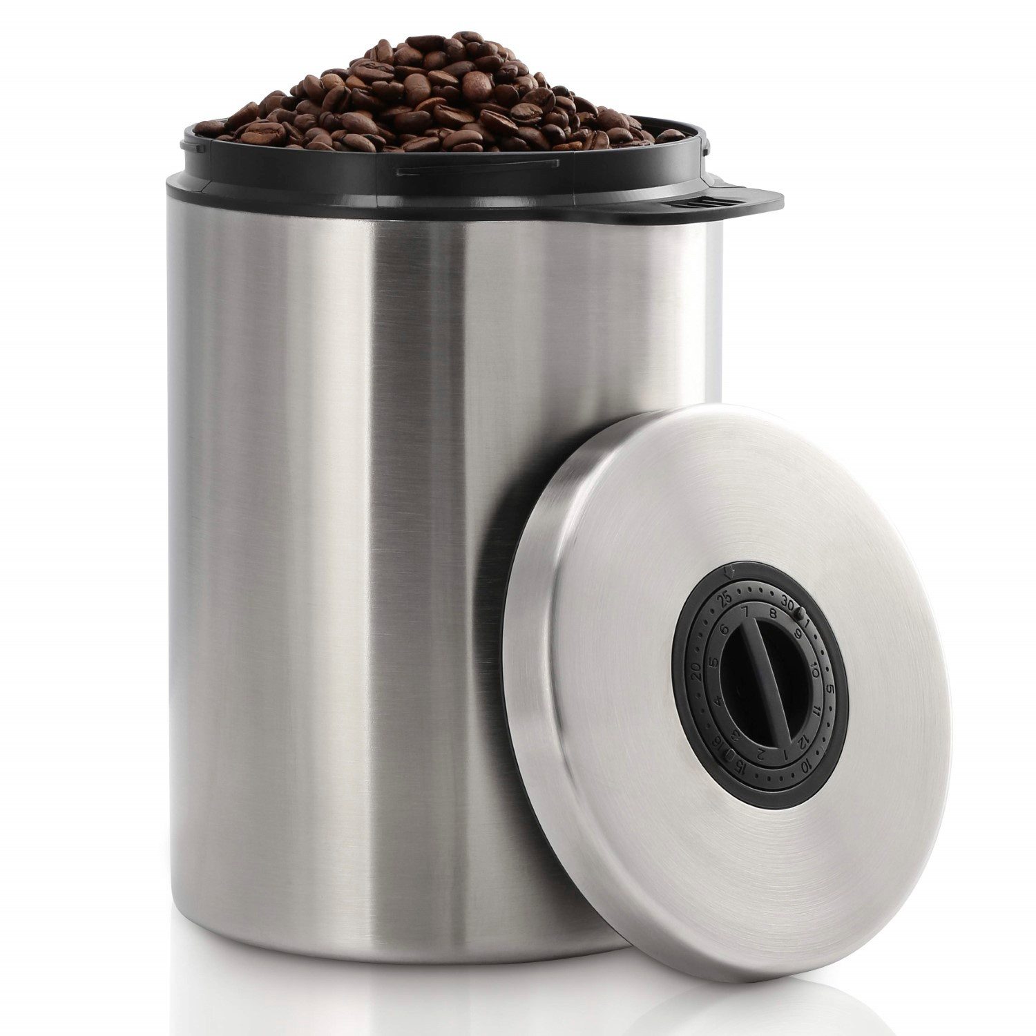 Xavax Kaffeedose Kaffeedose Edelstahl 1kg Luftdicht Behälter Silber, Edelstahl, (1x Vorratsbehälter), Vorratsdose Behälter Dose für Kaffeebohnen Kaffeepulver Lebensmittel