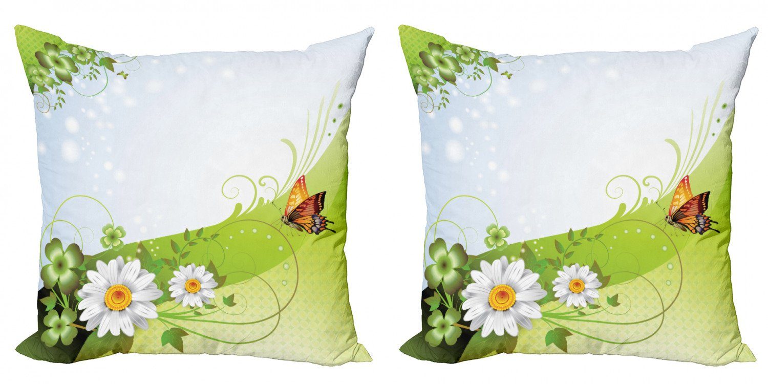 Doppelseitiger Stück), Der Kissenbezüge Schmetterling Frühling Modern Accent Abakuhaus (2 Natur Digitaldruck, Daisy