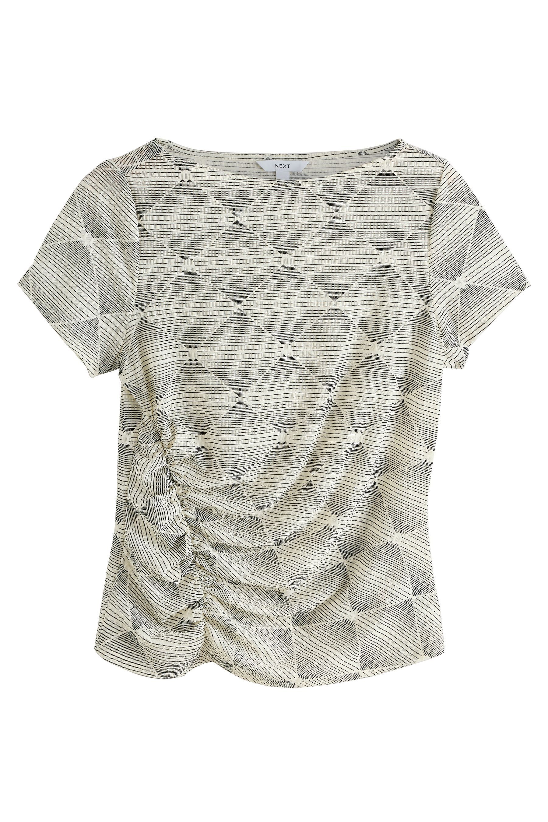 Next Kurzarmbluse Gekräuseltes Kurzarm-Oberteil, U-Boot-Ausschnitt (1-tlg) günstig online kaufen