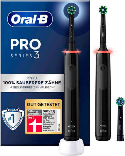 Oral-B Elektrische Zahnbürste Pro 3 3900, Aufsteckbürsten: 3 St., Doppelpack 3 Putzmodi