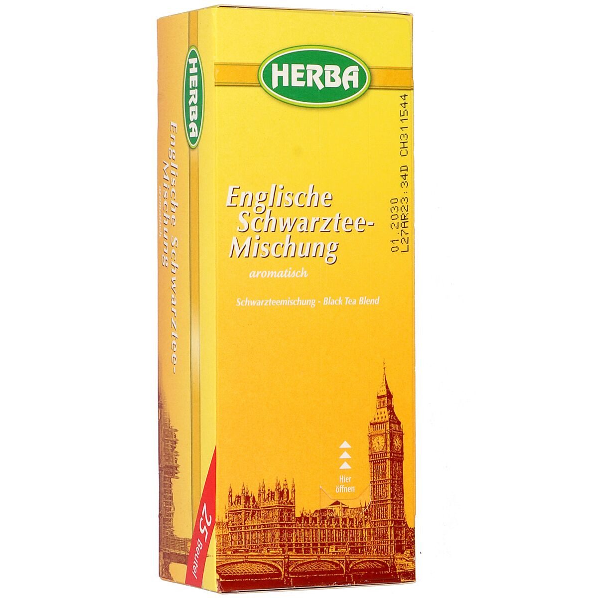 HERBA Tee Englische Schwarztee-Mischung, 25 Teebeutel, Schwarztee