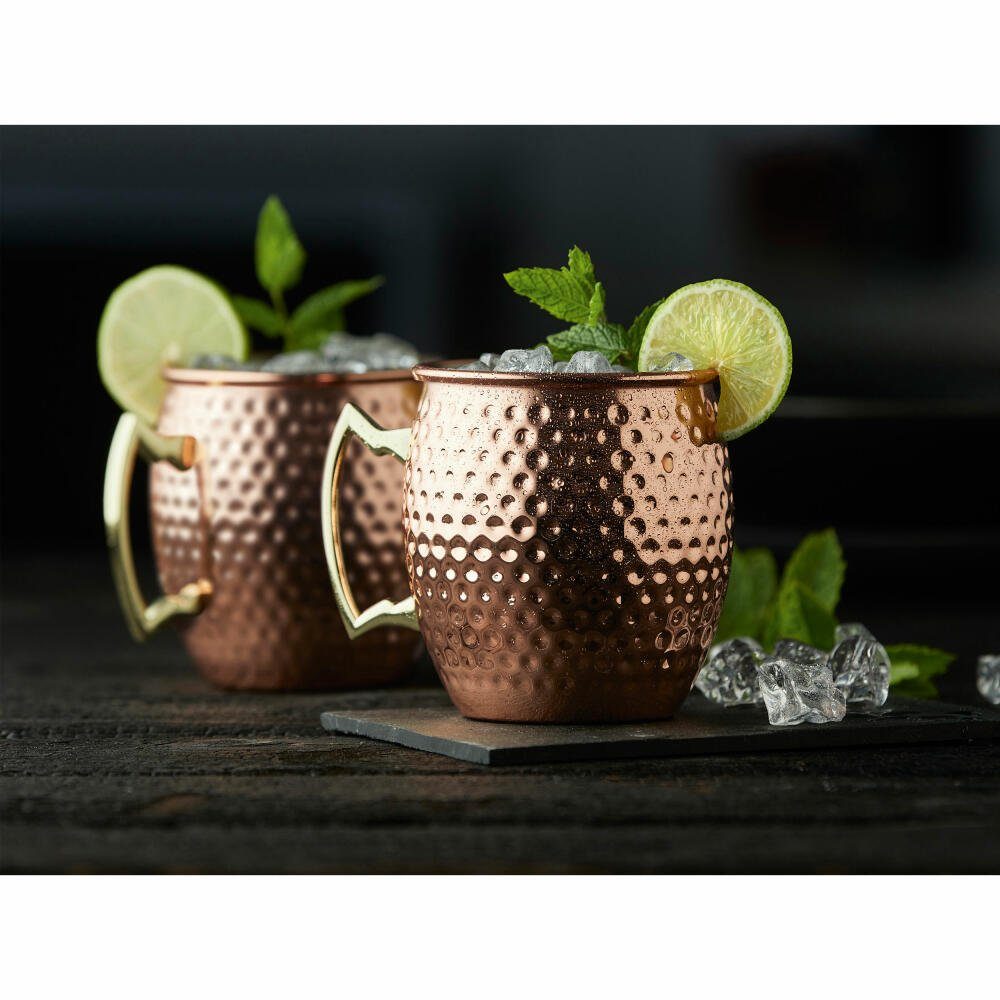 LYNGBY-GLAS Becher Moscow Mule Krug Copper 2er Set, 2-tlg., Kupfer, Stahl