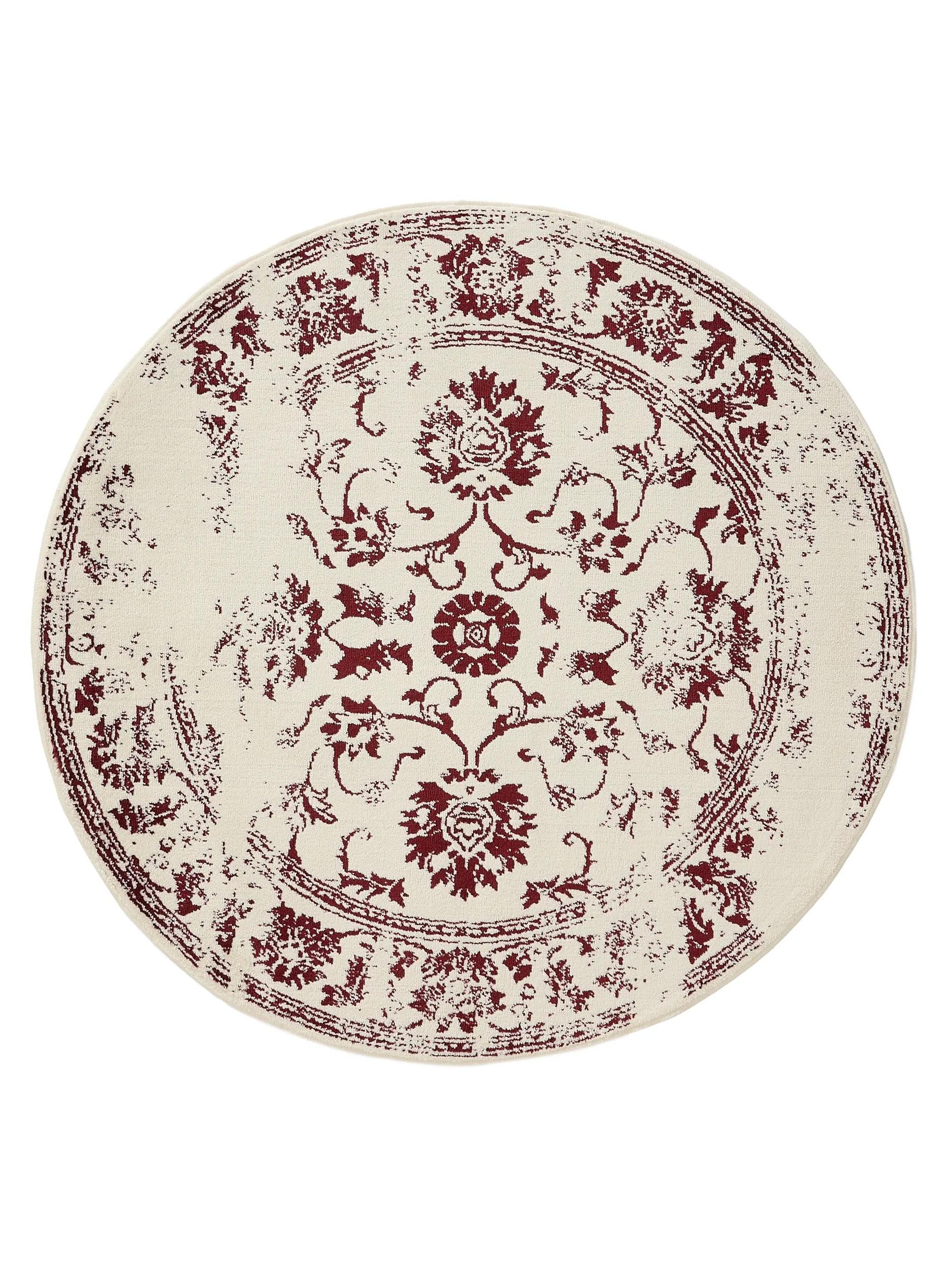 benuta Teppich Suki, rund, Höhe: 6 mm, Vintage-Look, Kurzflor, Retro Teppich Wohnzimmer, Schlafzimmer