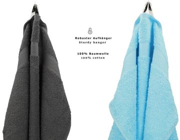 Betz Handtuch Set 8-tlg. Handtuch-Set Palermo Farbe anthrazit und türkis, 100% Baumwolle
