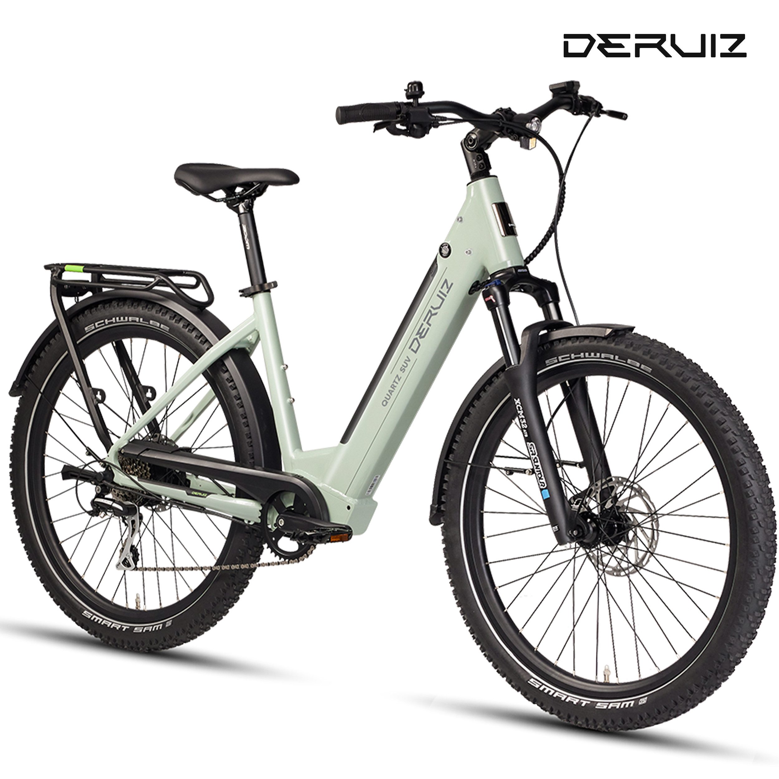DERUIZ E-Bike Trekkingrad 28 Zoll, Quartz M/2.0/SUV, 120-160km, Drehmomentsensor, Bluetooth+APP, 8 Gang SHIMANO Acera RD-M360 SGS Schaltwerk, Kettenschaltung, Hinterradmotor, 644 Wh, SUV, Tiefeinsteiger, RH: 46cm, Elektrofahrrad für Damen und Herren