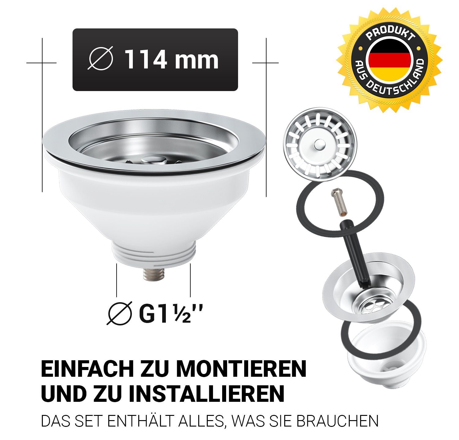 AQUADE Ablaufgarnitur Siebkorbventil Ventil für Spüle günstig online kaufen