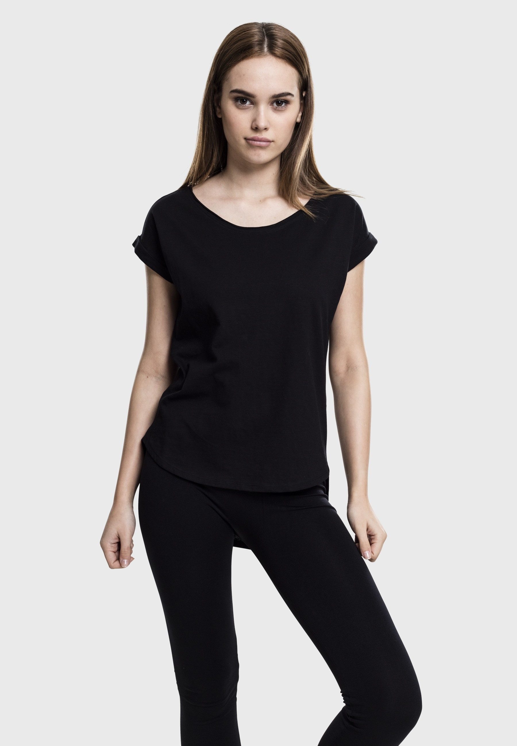URBAN CLASSICS Kurzarmshirt Urban Classics Damen Ladies Long Back Shaped Slub Tee (1-tlg)