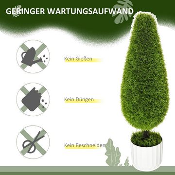 Kunstpflanze Künstliche Pflanze, Kunstbaum Zypresse, HOMCOM, Höhe 90 cm, im Zementtopf