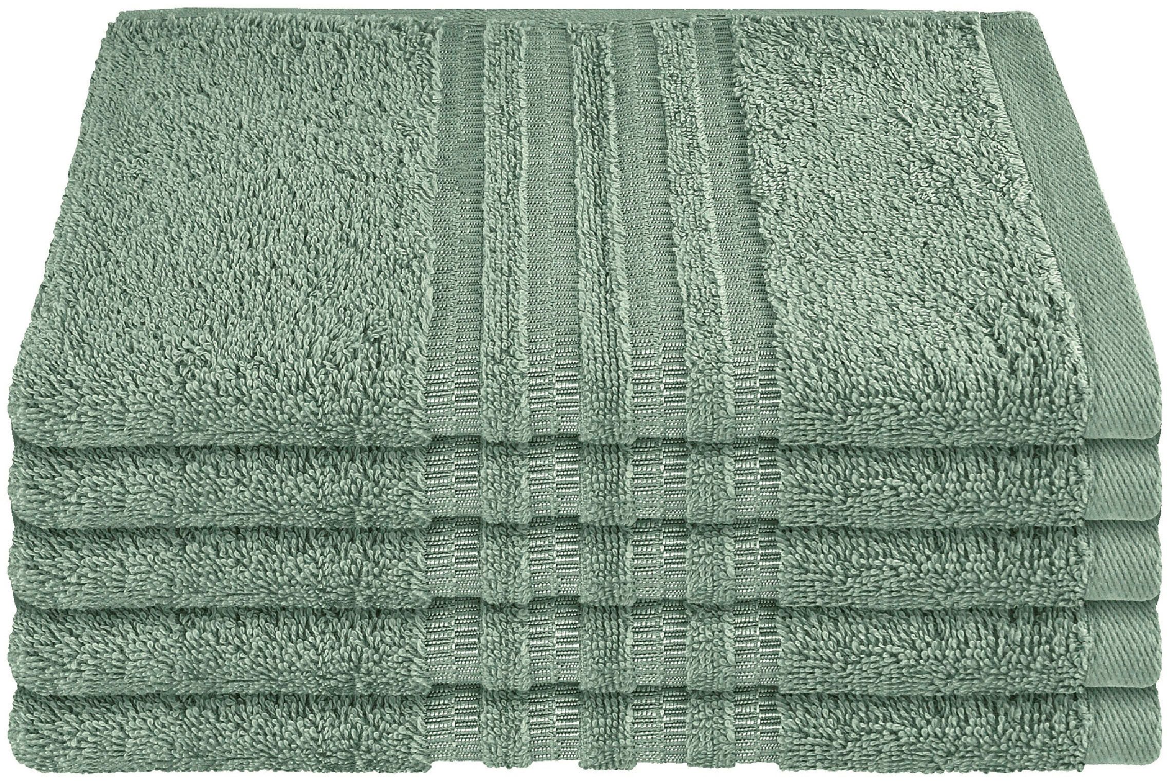 Schiesser Gästehandtücher Milano aus 100% Baumwolle mit eleganter Bordüre in Hoch-Tief-Optik, Frottier (Set, 5-St), Made in Green