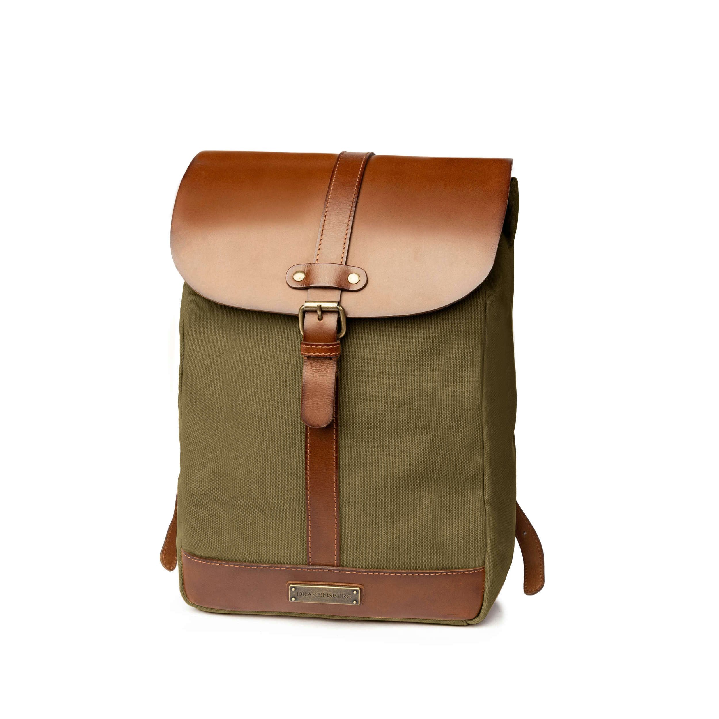 DRAKENSBERG Tagesrucksack »Charly« Oliv-Grün, Cleaner Rucksack im Vintage Design für Damen und Herren, handgemacht