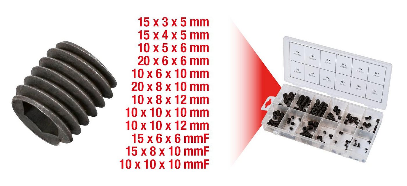 Thumbnail - KS Tools Schraube Sortiment Madenschrauben, metrisch, 160-tlg