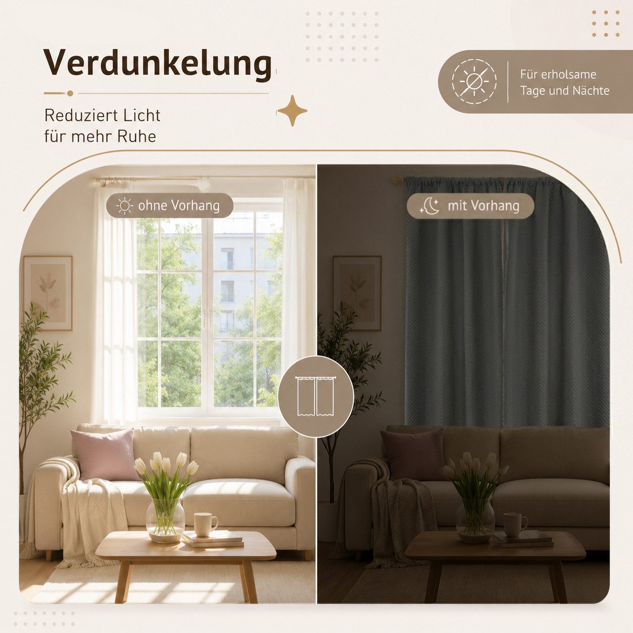 LMaxhome Verdunkelungsvorhang Thermovorhang 370 g/m² Verdunkelungsvorhang mit Multifunktionsband (2 St), Schwerer Vorhang mit 3-Lagen-Aufbau, Chevron-Steppung u – Bild 3 von 5