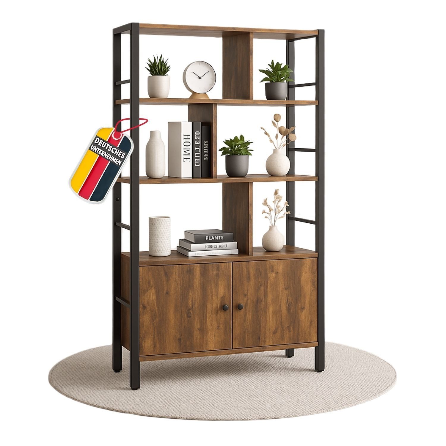 Mein-Regal Standregal VINTAGE, Standregal aus Metall mit 2 Türen Holz, 3 Eb günstig online kaufen