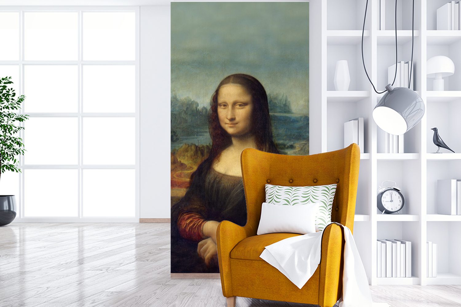 Vinci Lisa für Matt, (2 Vliestapete Fototapete Küche, bedruckt, St), - Gemälde, Schlafzimmer Fototapete Wohnzimmer MuchoWow Mona Da -