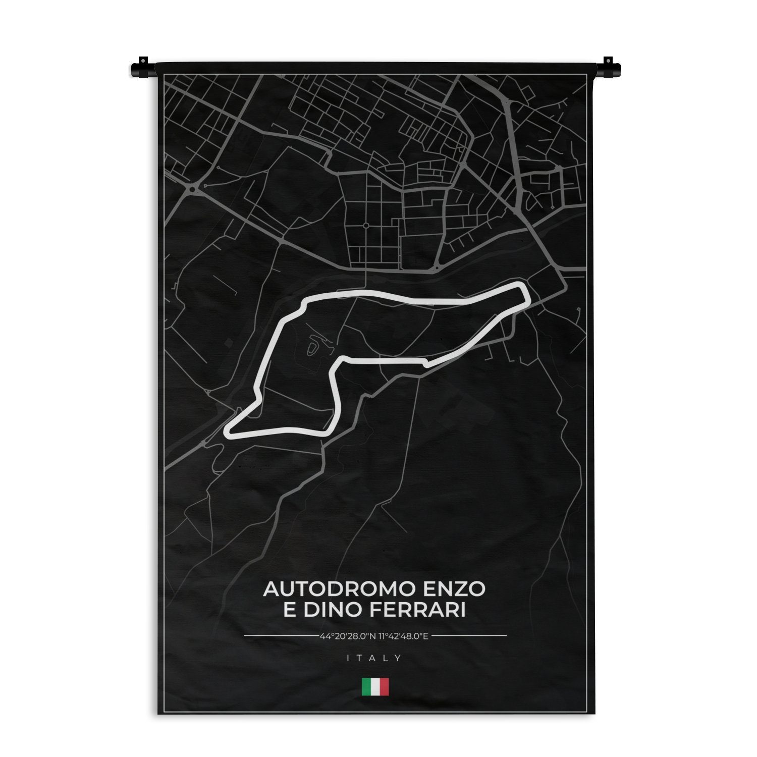 Ferrari - -, für Kinderzimmer Dino MuchoWow - F1 Autodromo e Wanddeko Wanddekoobjekt Italien Wandbehang, Schwarz Wohnzimmer, Schlafzimmer, Enzo - - Kleid, Rennstrecke