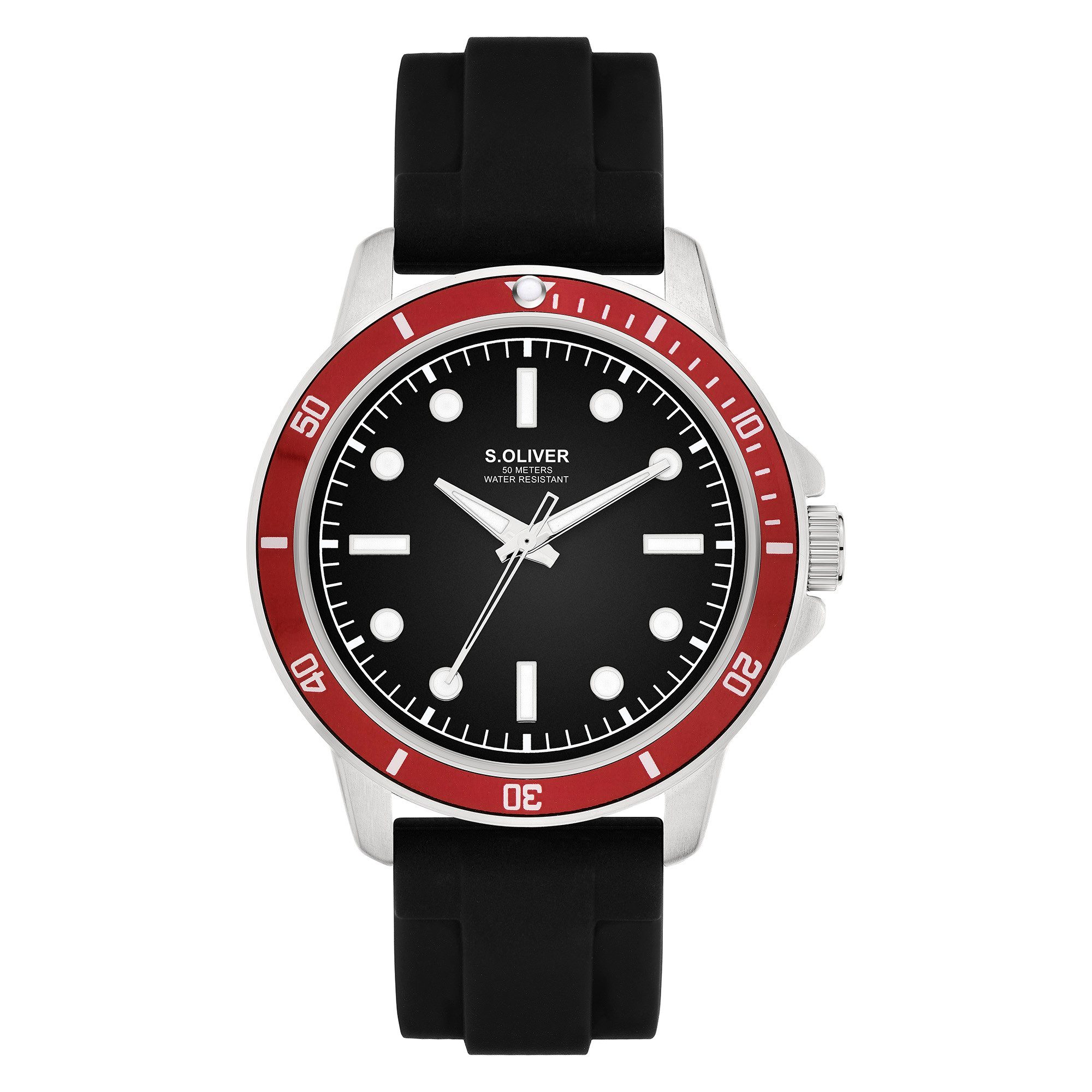 s.Oliver Quarzuhr Elegant Silicone SO-4420-PQ, Armbanduhr, Herrenuhr, Silikonarmband, analog