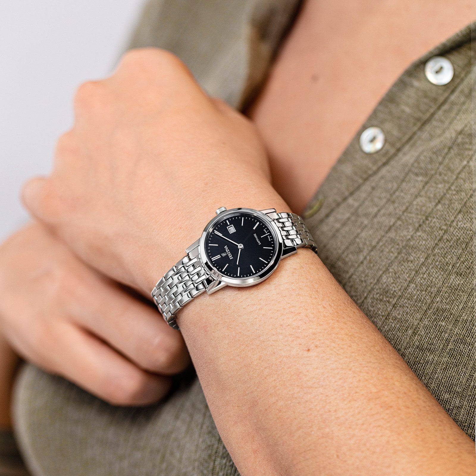 Festina Quarzuhr Festina Damenuhr Edelstahl silber, (Analoguhr), Damen Armbanduhr rund, Edelstahlarmband silber, Elegant