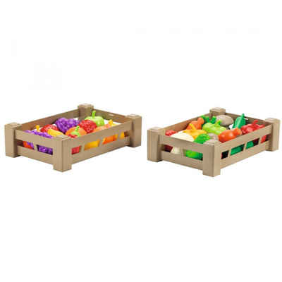 Ecoiffier Spiellebensmittel Obstkiste oder Gemüsekiste, Miniaturen für Kaufmannsladen Spielküche, 1 Stück zufällig