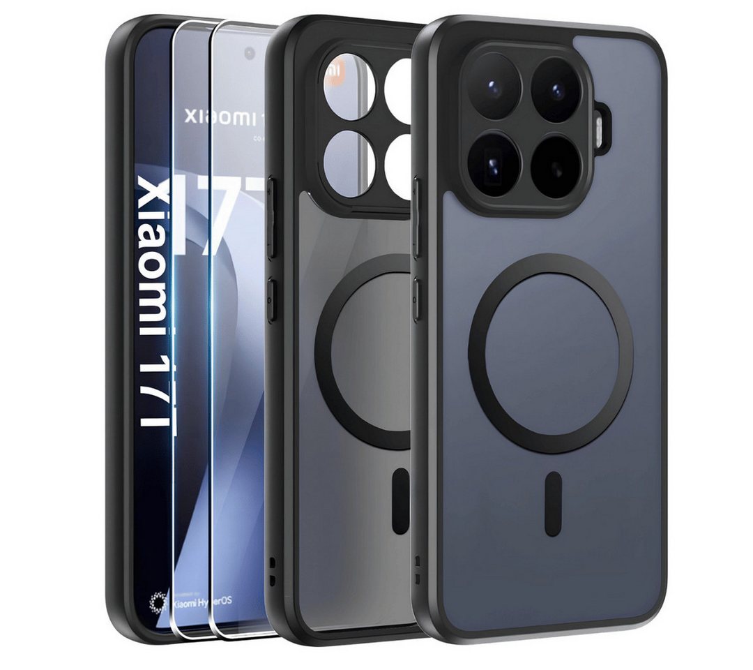 SmartUP Smartphone-Hülle + 2X Schutzglas für Xiaomi 17T MagSafe Case Display Full Cover Screen 6,59 Zoll, kompletter Rundumschutz