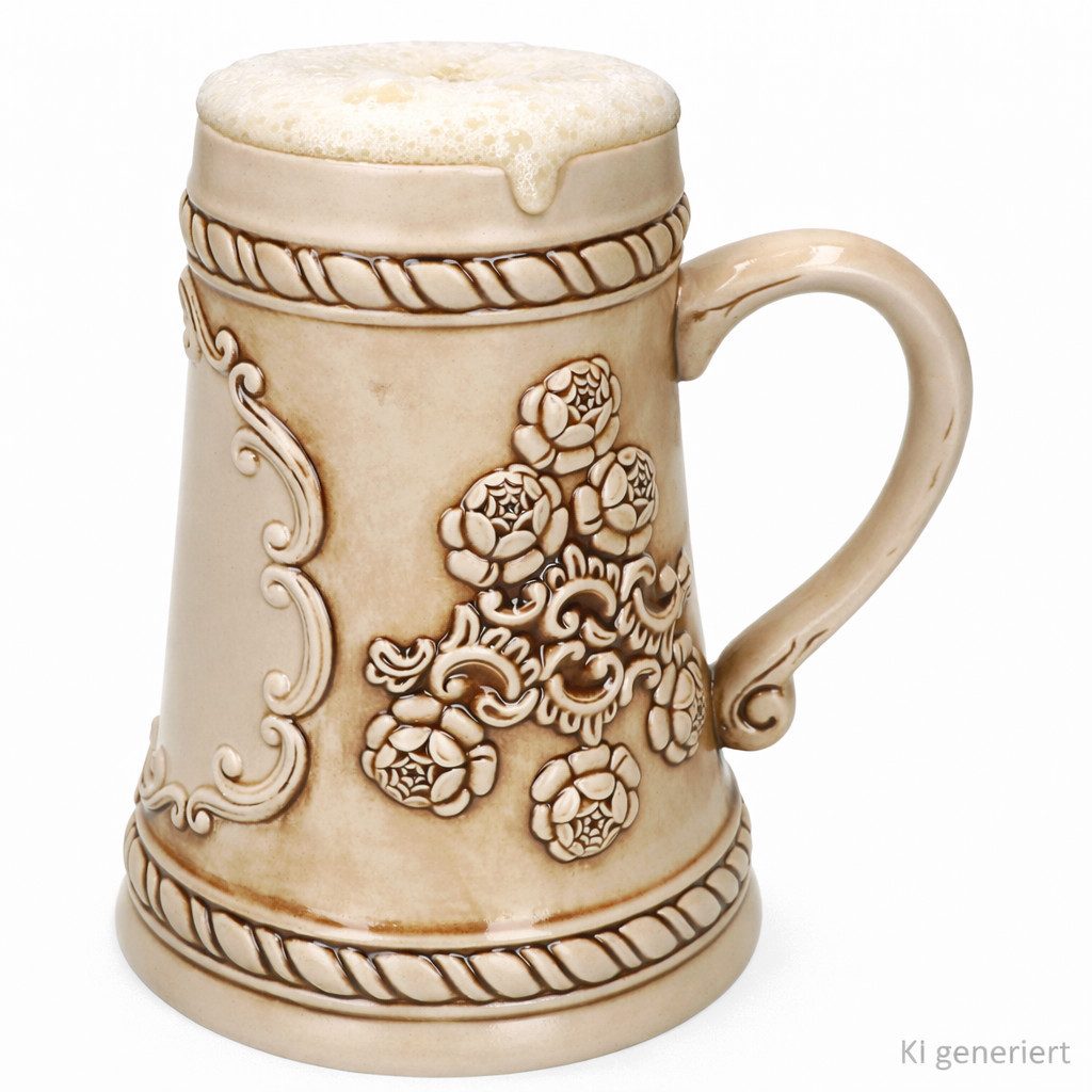 MamboCat Bierglas Ruhpolding-Krug mit Henkel 0,5L beige Bierkrug Humpen, Keramik