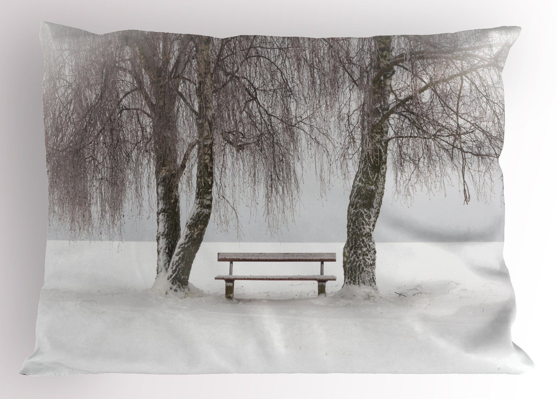 Schneeflocken (1 Standard Kissenbezüge Bench Kissenbezug, Gedruckter Size Stück), Bäume King Winter Dekorativer Abakuhaus