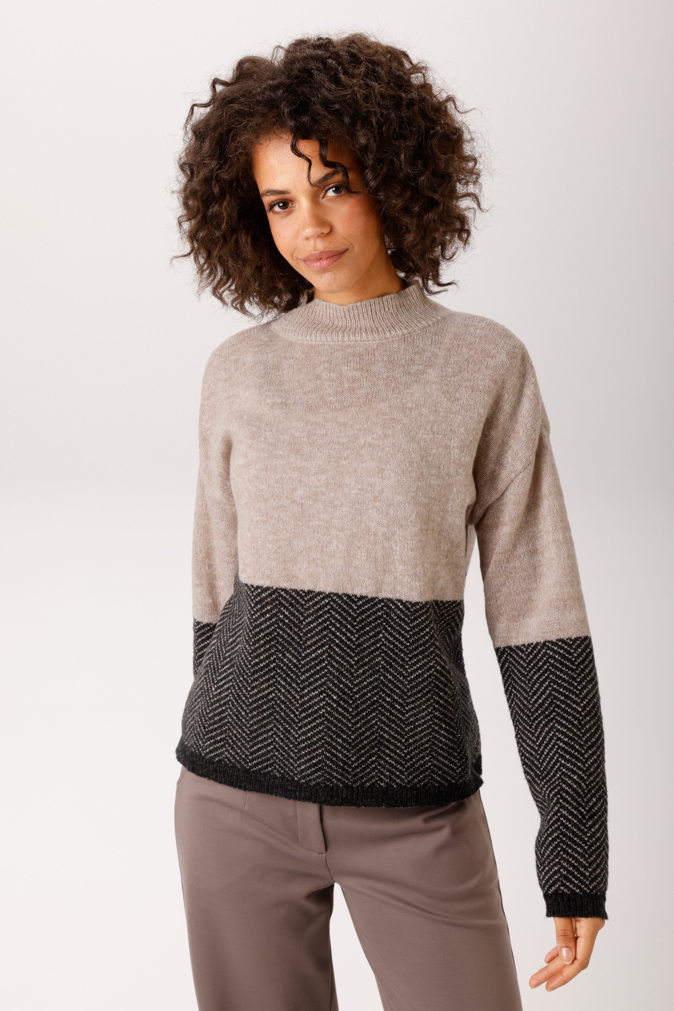 Aniston CASUAL Strickpullover im Colorblocking und Muster-Mix - NEUE KOLLEKTION