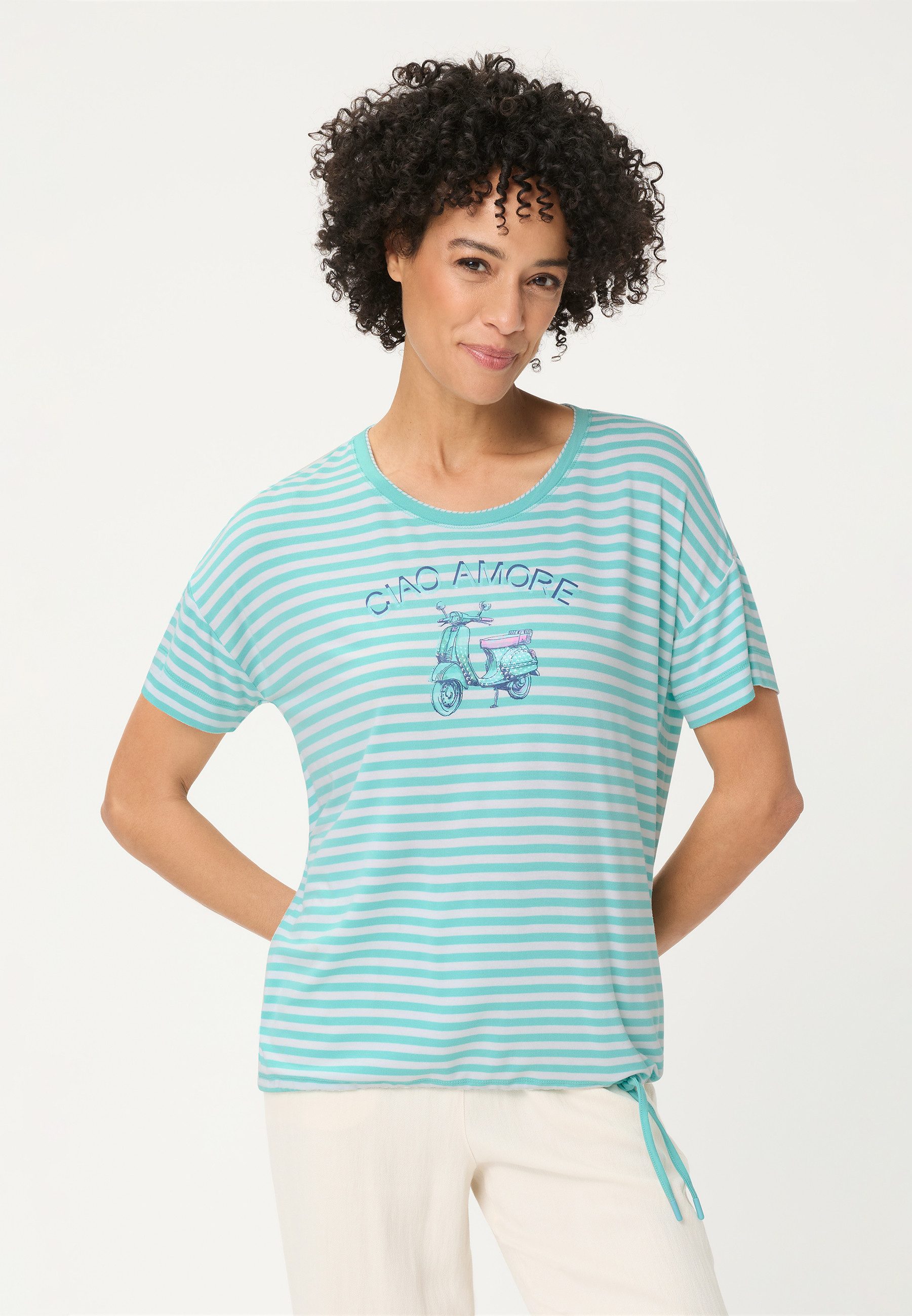 Olsen T-Shirt mit Streifendessin und Tunnel-Detail