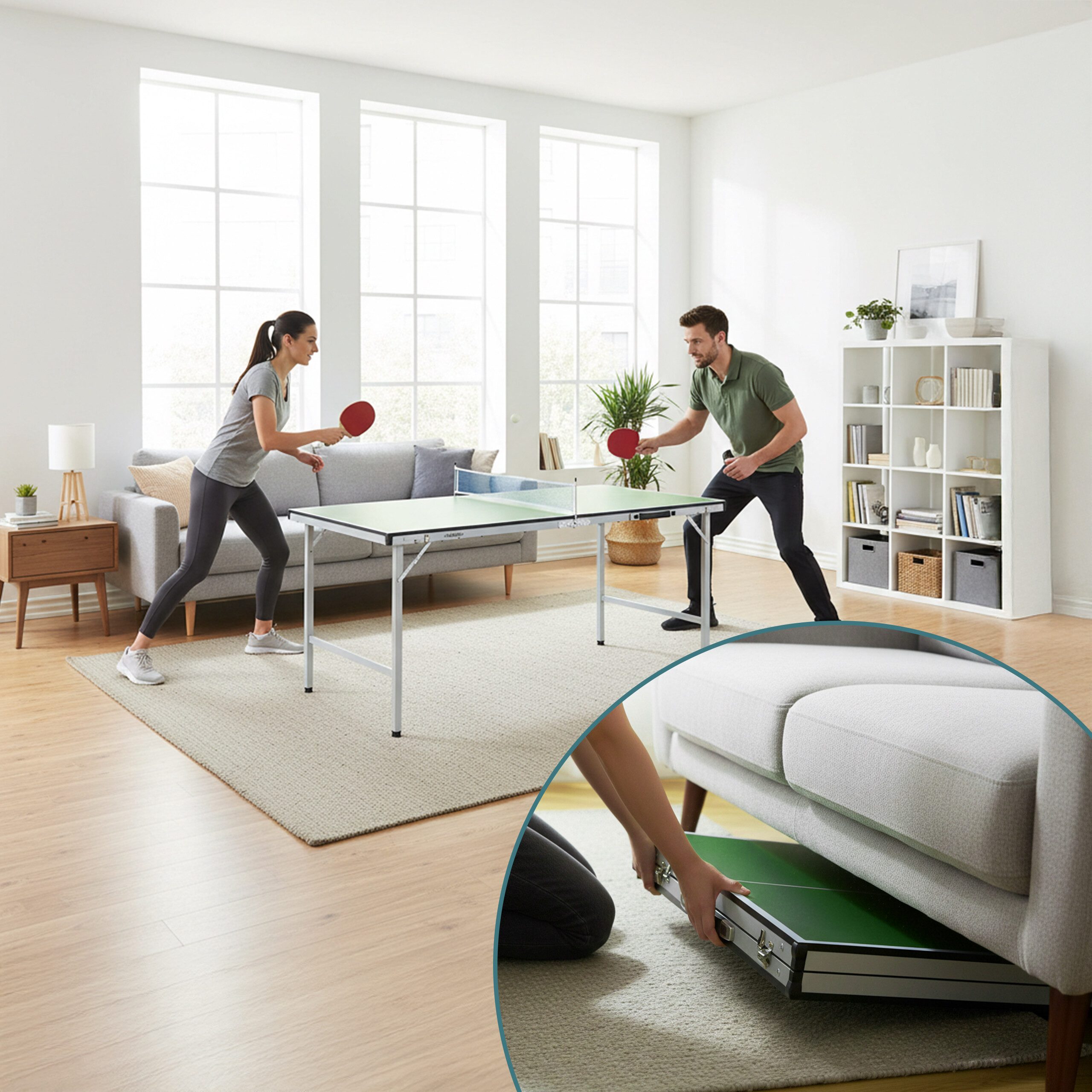 relaxdays Mini-Tischtennisplatte Klappbare Tischtennisplatte mit Zubehör