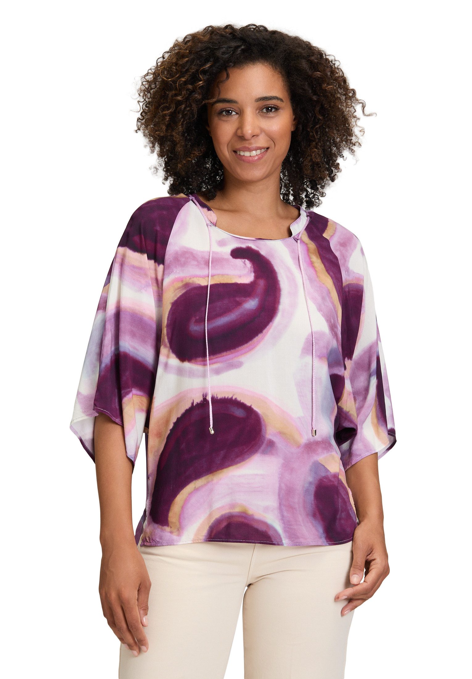 Cartoon Schlupfbluse Damen Casual-Bluse mit Muster günstig online kaufen