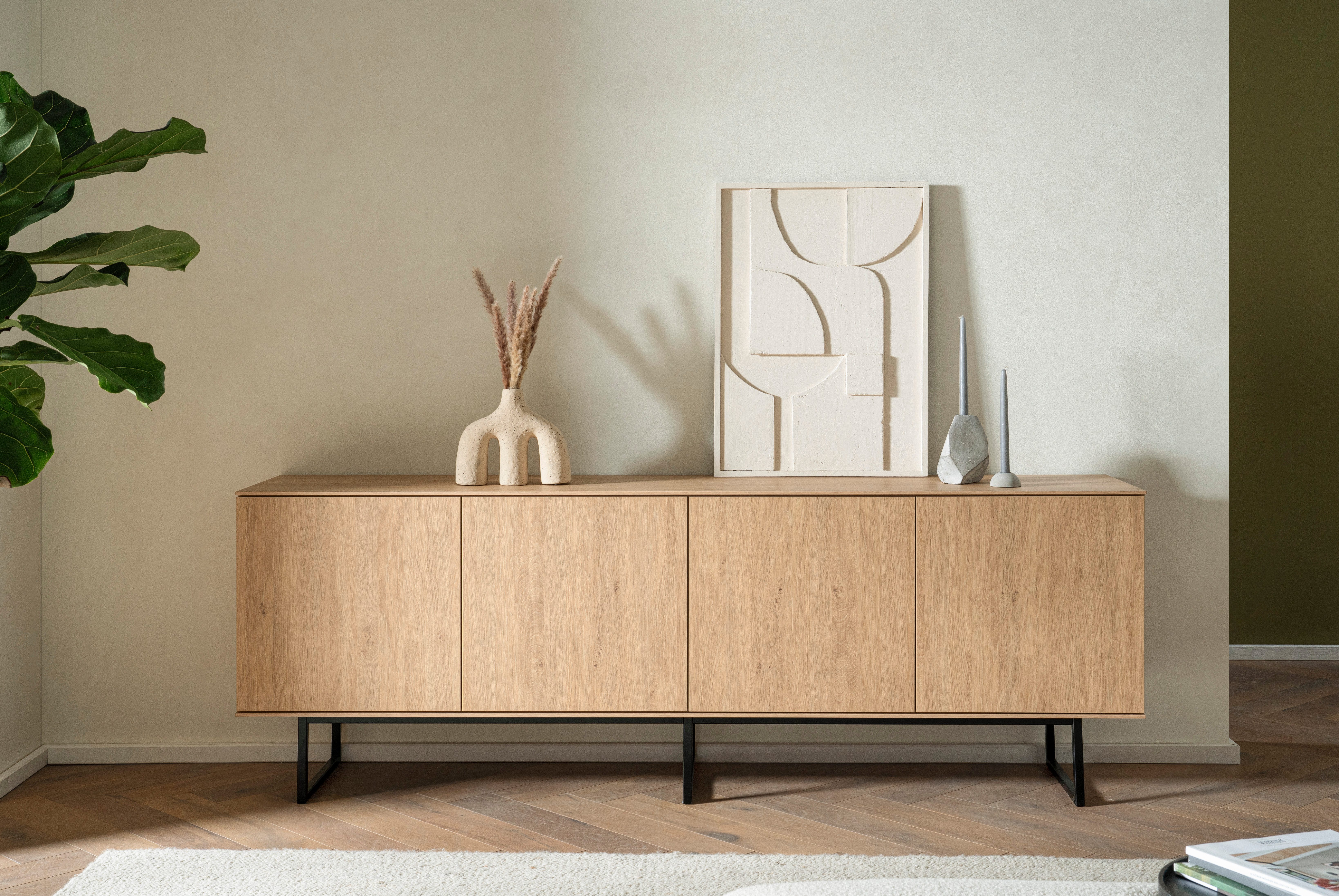 Lowboard Lund, moderner TV-Unterschrank, Kommode mit Kufengestell