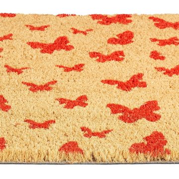 Fußmatte Fußmatte Kokos Schmetterlinge, relaxdays, Höhe: 15 mm