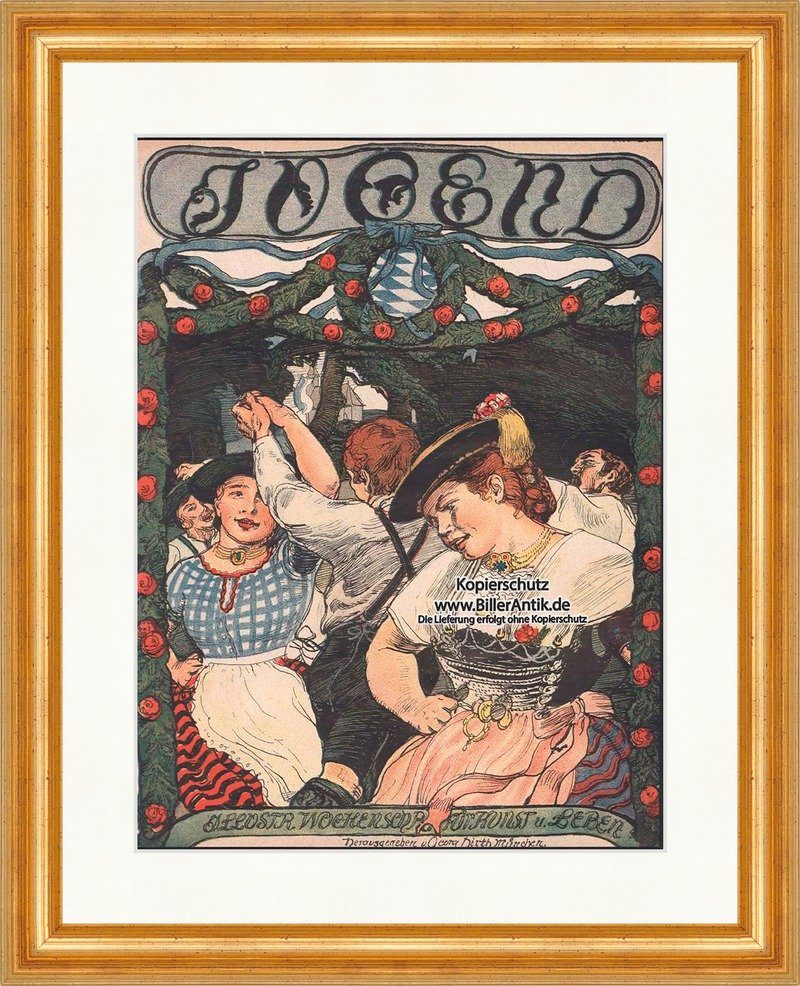 BillerAntik Kunstdruck Titelseite der Nummer 21 von 1901 Erich Kuithan Oktoberfest Tracht Jug, (1 St)