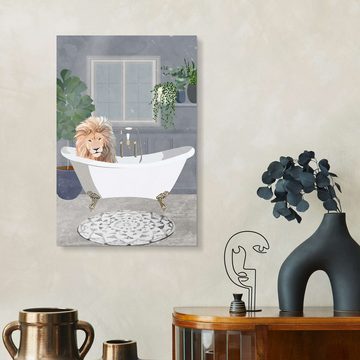 Posterlounge Acrylglasbild Sarah Manovski, Löwe in der Badewanne, Babyzimmer Kindermotive