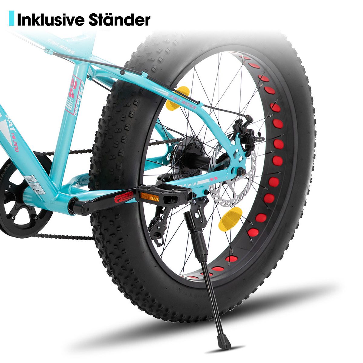 HILAND Fatbike 20 24 26 Zoll Kinder Fat Tire Fahrrad für Jungen Mädchen, Kinderfahrrad 7-Gang, Doppel scheibenbremse Kinder Mountainbike
