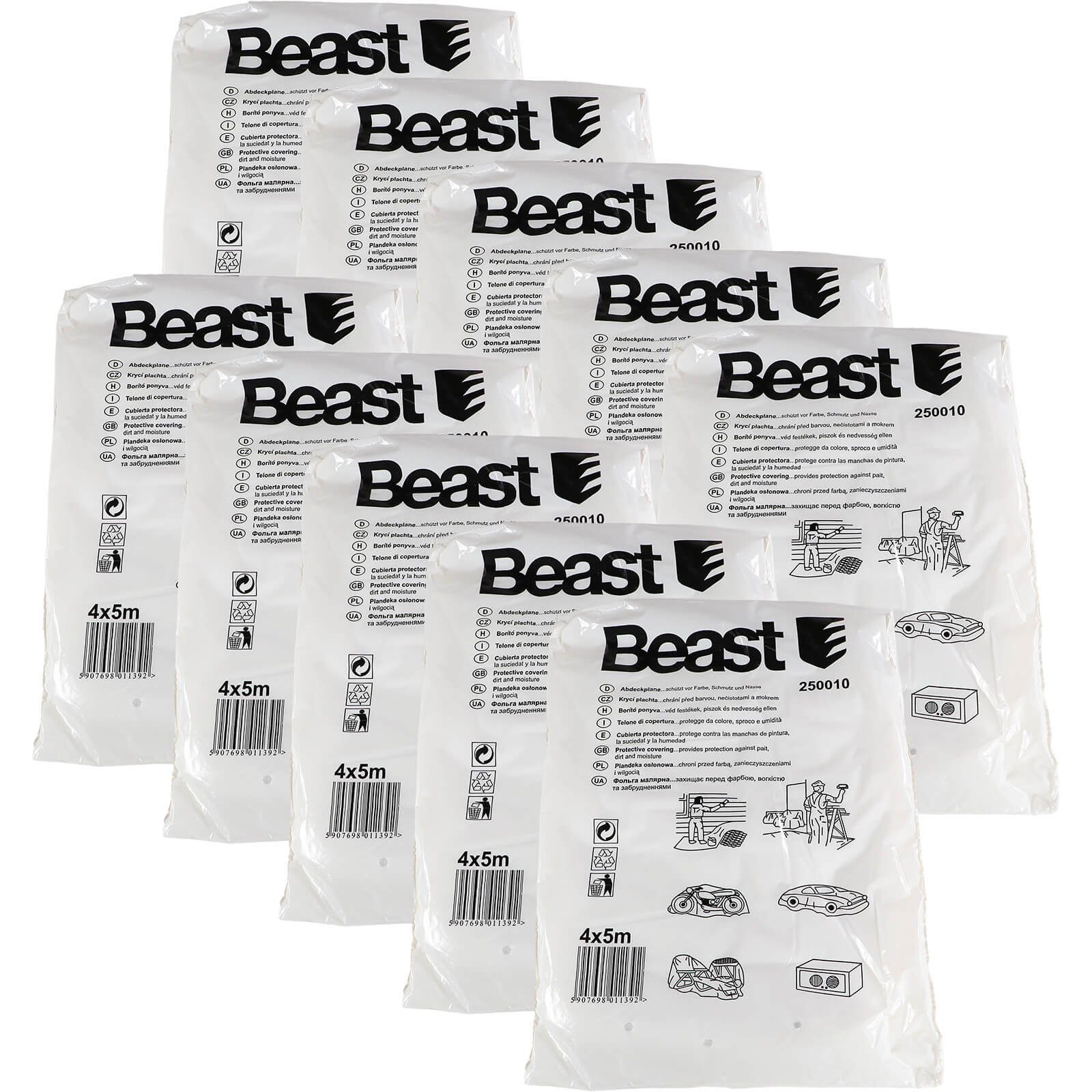 Beast Abdeckfolie 10x Beast Maler Abdeckplane Abdeckfolie je 4x5m